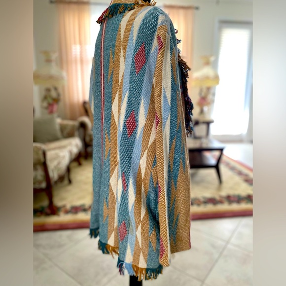 Vintage Granite Southwest Woven Fringe Cardigan Jacket - Picture 9 of 10